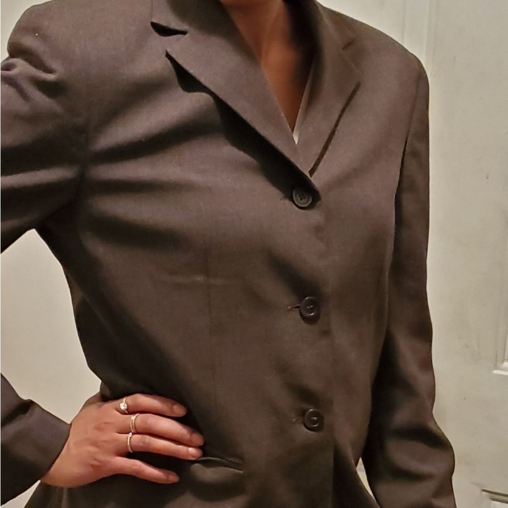 Byblos chocolate brown wool blend blazer - Picture 4 of 8